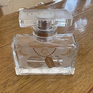 Coach Clear Glass Perfume Bottle with Silver Accents EMPTY